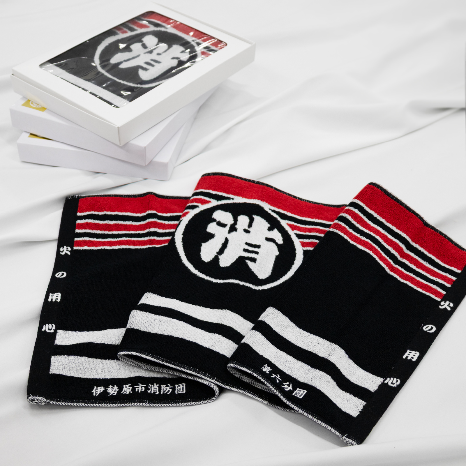 消防団法被デザイン　フェイスタオルに刺繍加工のご依頼をいただきました。