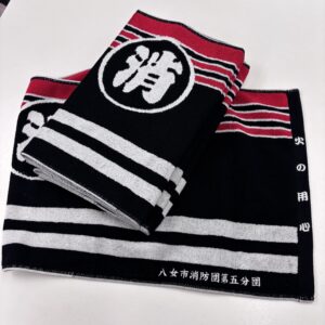 福岡県 八女市消防団第五分団様よりご依頼の消防法被デザインフェイスタオル1